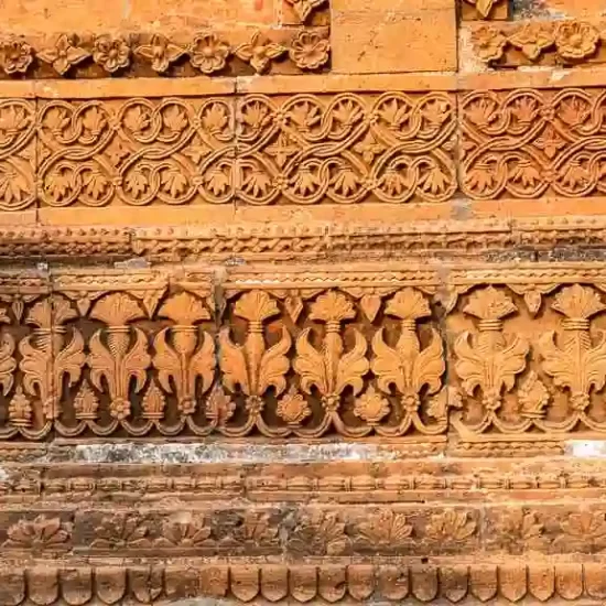 Beautiful ornamented brick wall of Puthia land lords palace