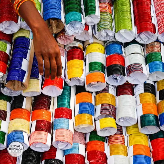 Explore the Vibrant World of Bangles in Old Dhakas Bazaars on our Half Day Trip