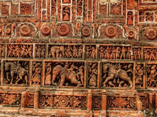magnificent terracotta decoration of the surface of Kantajee temple