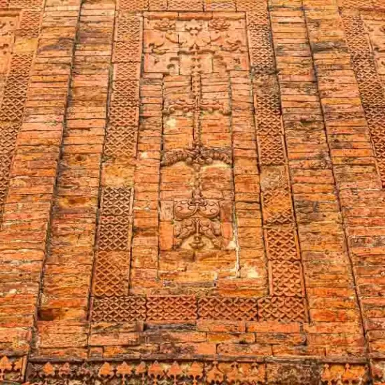 innumerable terracotta handicrafts on the wall of Bagha mosque
