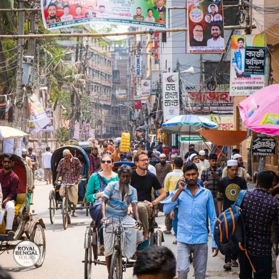 lively streets of Old Dhaka with a Rickshaw Ride on our Half Day Tour