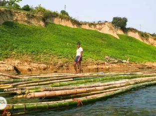 Adventurous bamboo rafting trip in Bangladesh