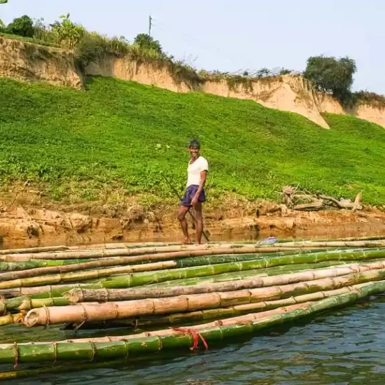 Adventurous bamboo rafting trip in Bangladesh