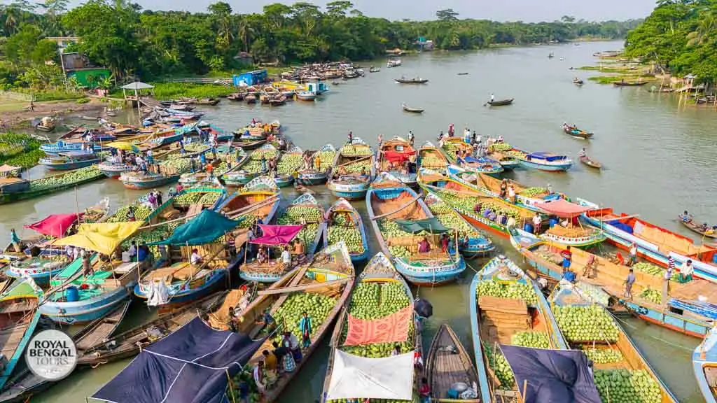 Floating market in Barisal, Bangladesh.