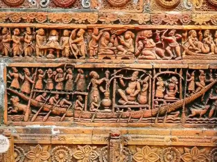 The Ramayana is depicted on the walls of Kantanagar temple