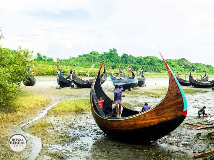 Cox's Bazar Traditional Fishing Boat: Wooden Vessel on Sandy Beach
