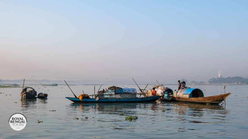 Water gipsy boats on the Barisal river, Bangladesh