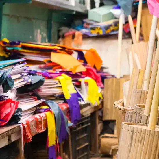 Traditional kite shop in sakhari bazar Hindu street
