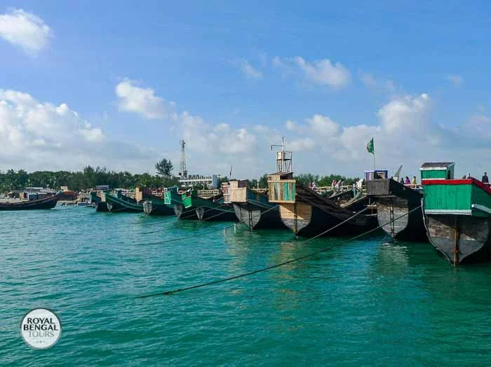 main boat station of saint martins island overloking from sea