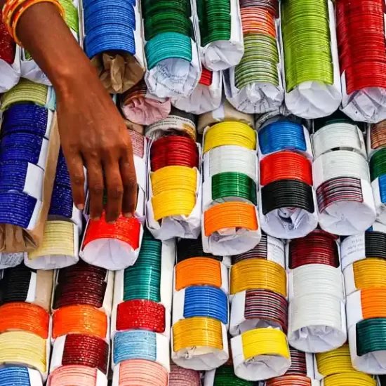 traditional colorful glass bangels in Bangladesh