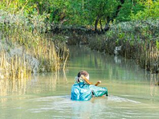 Fishing inside of the nijhum dwip mangrove forest