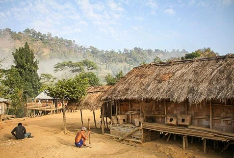 Peaceful Pangkhua village nestled in the Chittagong Hills