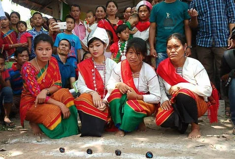 Tanchangya tribal ladies celebrates the Bijhu festival in hill tracts