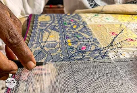 delicate art of Jamdani weaving, a centuries-old tradition in Bangladesh