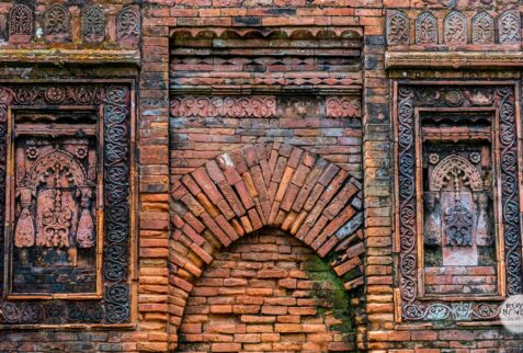 Terracotta designs on the outer walls of goaldi mosque