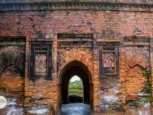 lovely single-dome brick mosque is located in Goaldi Sonargaon