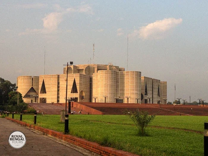 National Parliament Building of Bangladesh at sunset