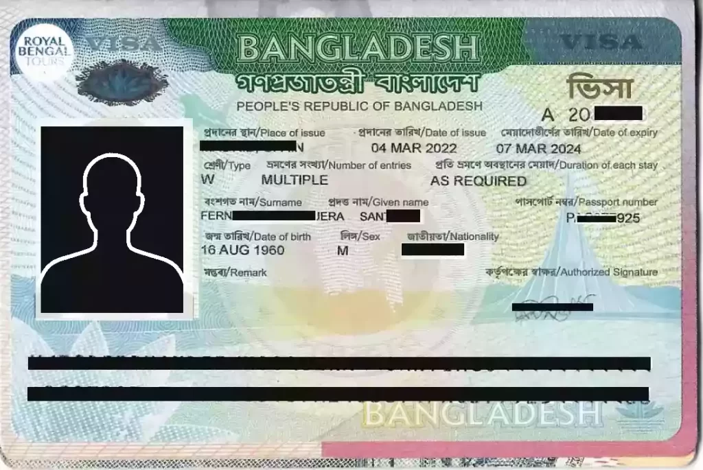 Bangladesh visa sample