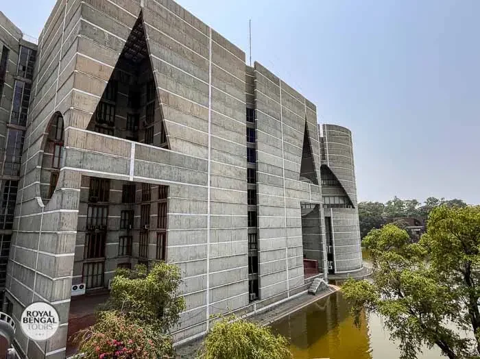 Bangladesh Jatiya Sangsad Bhaban features distinctive triangular design