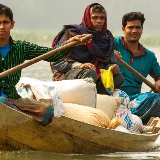 On the way to a floating rice market in Barishal