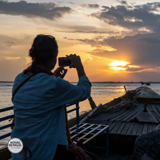 Enjoying wonderful sunset on Brahmaputra River in bangladesh
